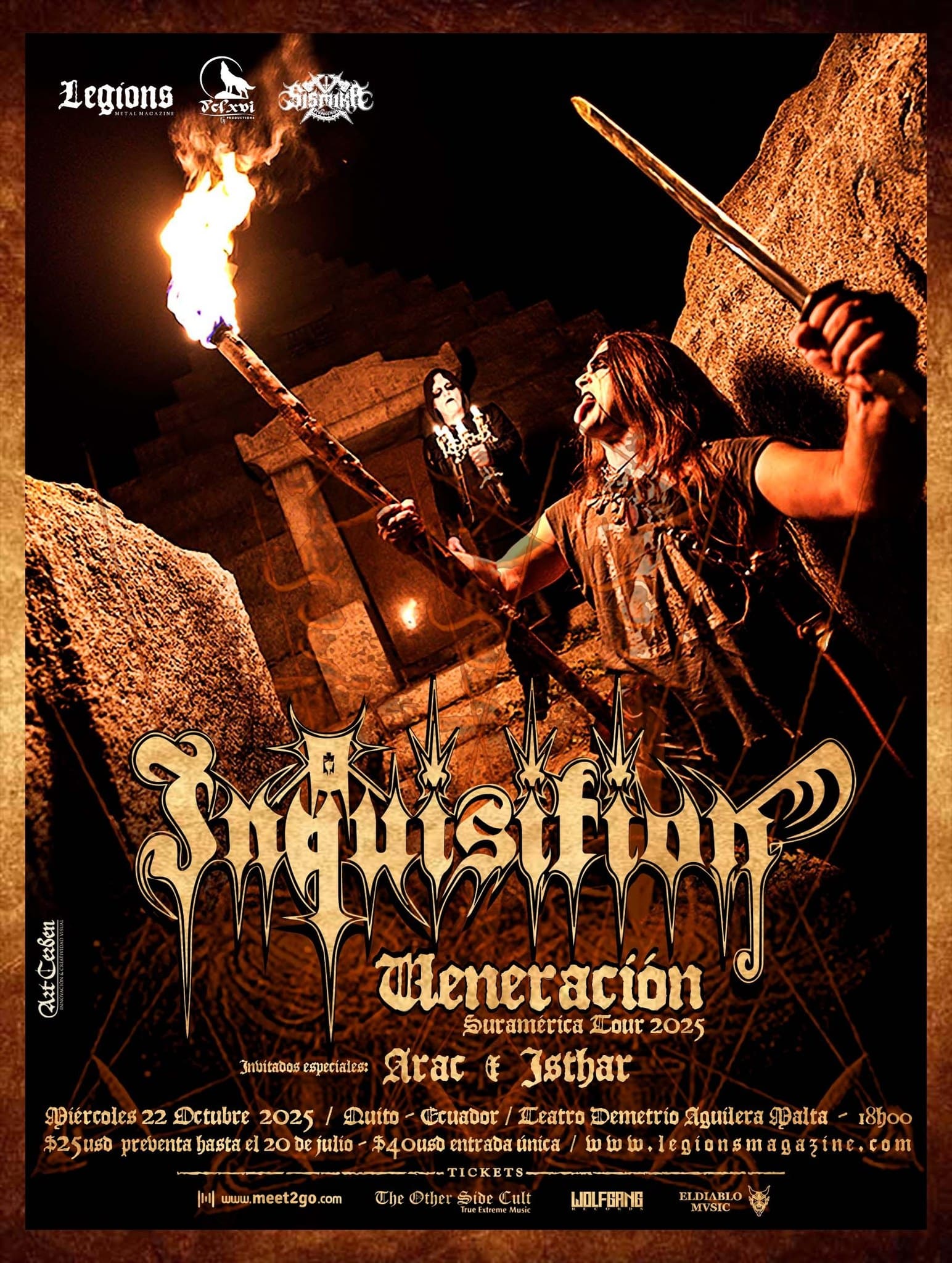 Afiche Inquisition - Veneración Tour - Quito, 2025