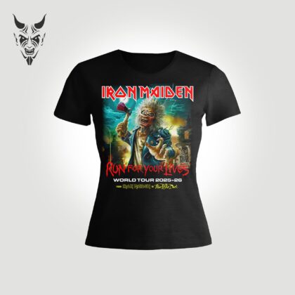 Camiseta Iron Maiden Run For Your Lives Tour 2025-2026 - Mujer Frente