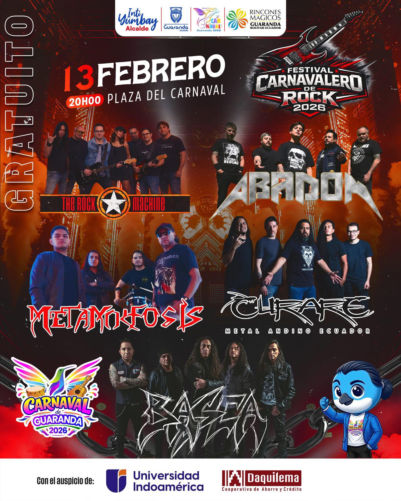 Afiche concierto del rock guaranda 2026