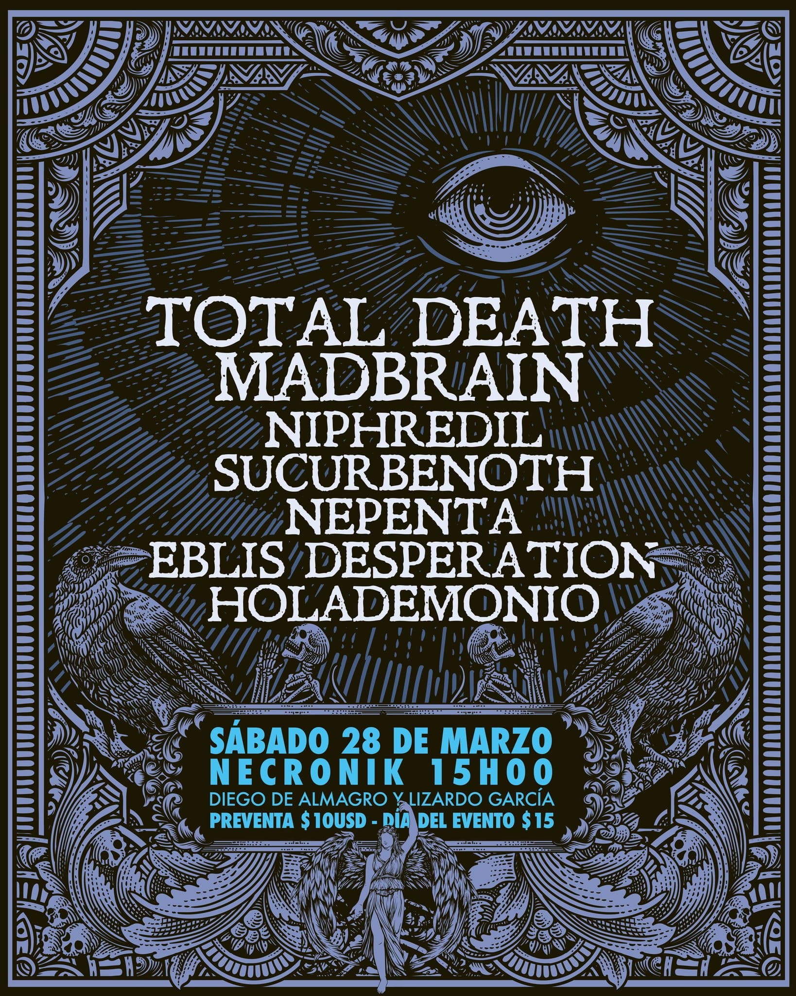 Afiche Total Death y Madbrain Necrbik Bar 2026